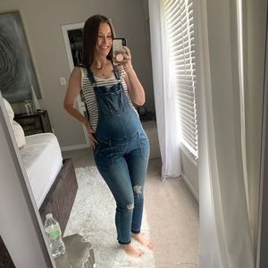 Distressed Maternity Overalls